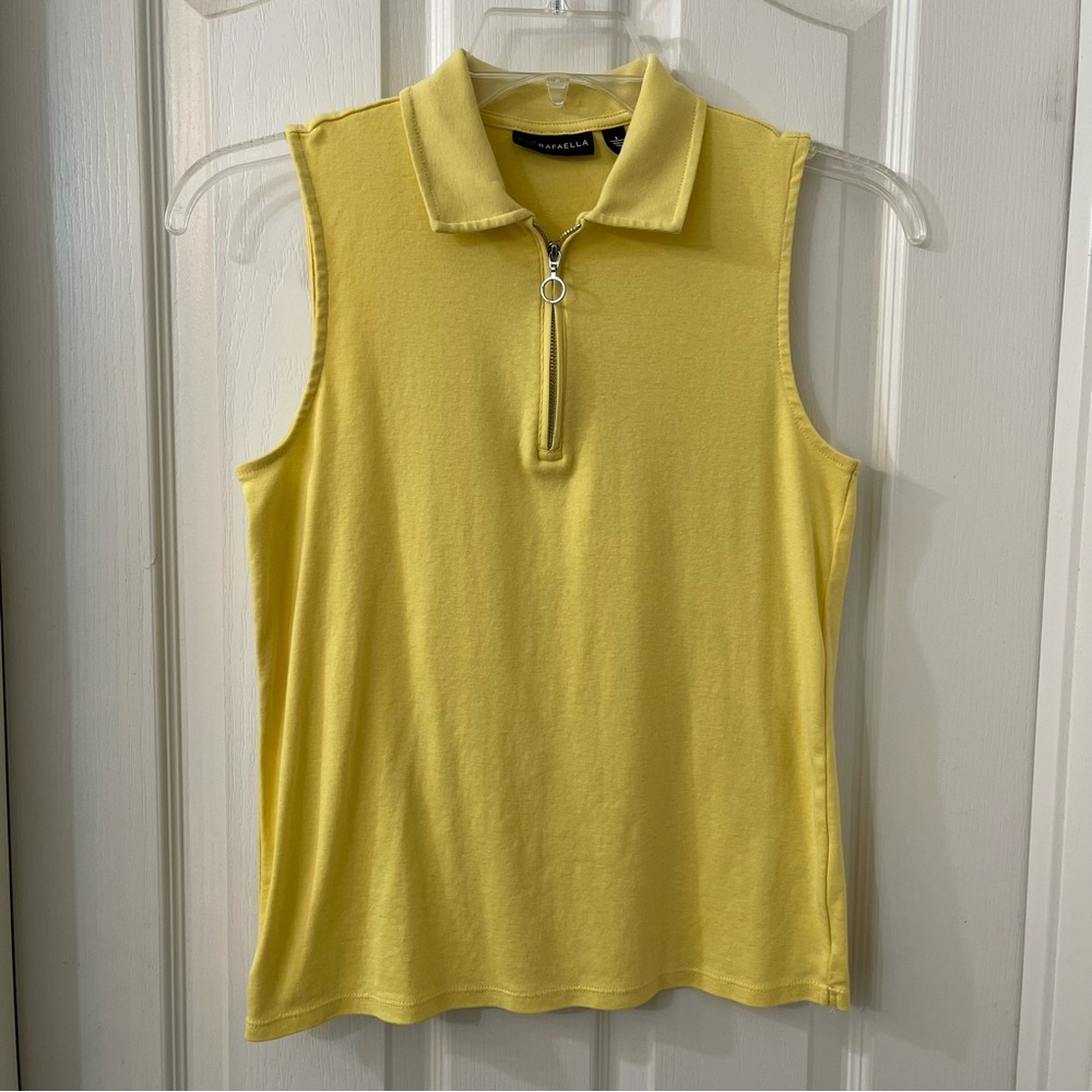 Rafaella Sleeveless Zippered Top - Yellow.  Womens:  Small.